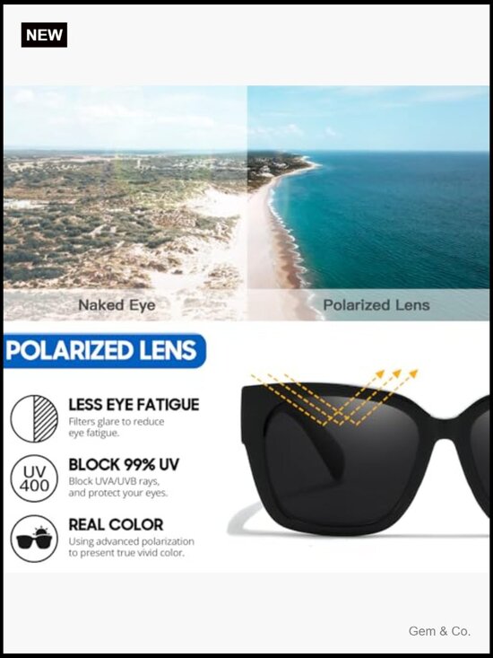 Fit Over Glasses Sunglasses for Women, Oversized Polarized UV400 2 Pack